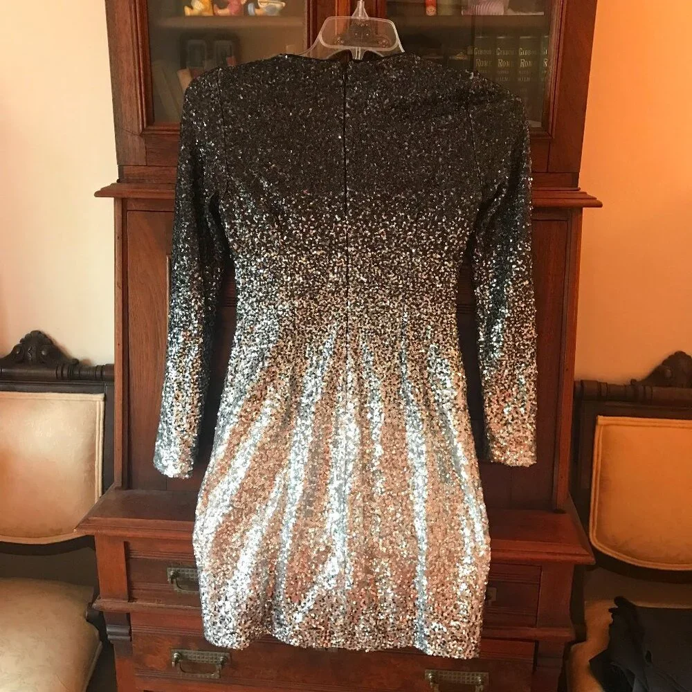MAIA: BLACK AND SILVER SEQUIN DRESS SIZE 0 - Picture 3 of 4